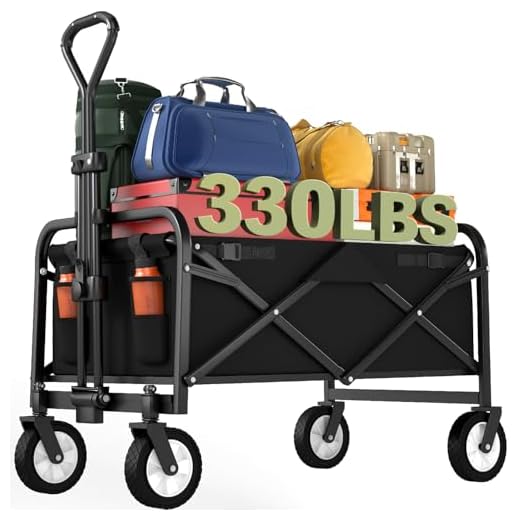 Collapsible Folding Wagon Garden Cart Beach Wagon Grocery Wagon All-Terrain Wheels Garden Grocery Wagon (Black)