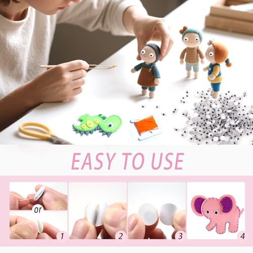 Image of TOAOB 300pcs 4mm Plastic Mini Wiggle Googly Eyes Self Adhesive White | Round Small Eyeballs, Sticker Eyes, DIY Arts Crafts, Scrapbooking, Accessories
