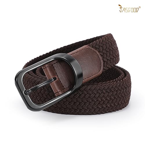 Image of JASGOOD Stretch Belt for Men, Men Women Elastic Woven Braided Belt 1 3 /8 Casual Belt Golf Belt for Jeans Pants