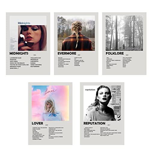 Kit 5 Quadros Placas Decorativas Taylor Swift Albuns em MDF