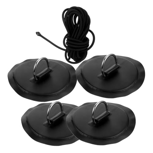 SUPVOX Toppa Anello a d per Canoa e Cima di Ancoraggio per Kayak in PVC Nero, Set Accessori Cordino Elastico e Ganci, Adesivo Resistente Ai Raggi UV, Leggero per Barche Gonfiabili e Kayak