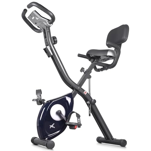 leikefitness LEIKE X Bike Ultra-Quiet Folding Exercise Bike, Magnetic Upright Bicycle with Heart Rate,LCD Monitor and easy to assemble (BLUE) by leikefitness - Used condition - US$125.24