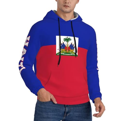 Haiti Flag Haitian Patriotic Men Hoodies Sweatshirt Drawstring Pullover Outerwear Pride Hood4