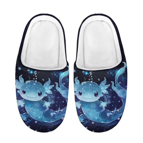 POLERO Axolotl Slippers for Toddler Boys Kids Fuzzy Slippers Soft Lightweight Wnter House Shoes for Girls Size 11-12 EU28-29