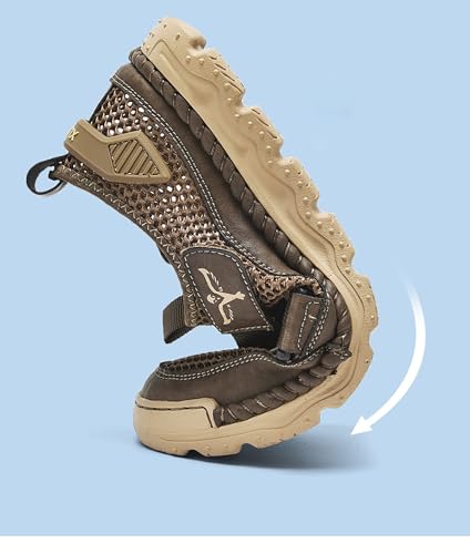 Men's Breathable Splicing Mesh Sport Sandals, Summer Comfy Leather Non-Slip Sports Beach Sandals4