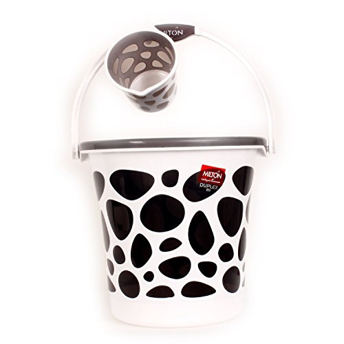 Image of MILTON Plastic Duplex Bucket With Mug, Grey, 25 L