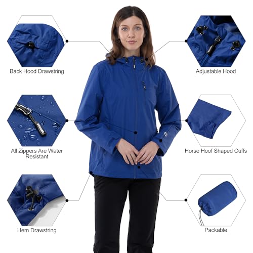 Image of Outdoor Ventures Packable Rain Jacket Women Waterproof Raincoat with Hood
