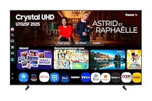 Samsung TV 75 Pouces Crystal UHD U7025F 4K Smart TV, Couleurs Incroyables avec Crystal Processor 4K, écoutez Tous Les Haut-parleurs avec Q-Symphony, données protégées, Knox Security et Gaming Hub