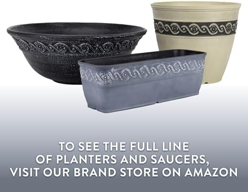 Classic Home and Garden Corinthian Resin Planter Pot - Outdoor & Indoor Plant Pot - Round Planter for Plants & Flowers (8" Oil Rubbed Bronze, Pack of 1) — view 6