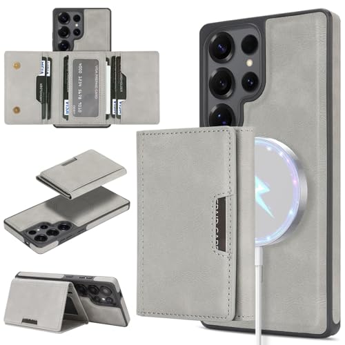 Étui pour Samsung Galaxy S23 gris housse portefeuille en cuir et clapet