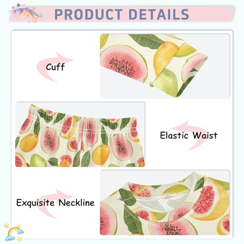 ALAZA Tropical Fruit Leaf Guava 2 Piece Pajama Set Long Sleeve Top and Pants Sleepwear Unisex4