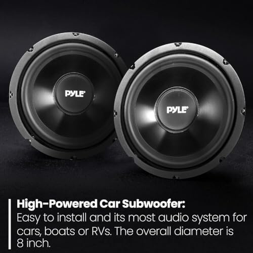 KIT Set FÜR Pyle PLMW83 1 Subwoofer 20 cm 200 mm 8 Durchmesser, 100 Watt rms 200 Watt max, Einzelschwingspule, Impedanz 4 Ohm, 91 db, Gummiaufhängung, für Kofferraum, 1 Stück