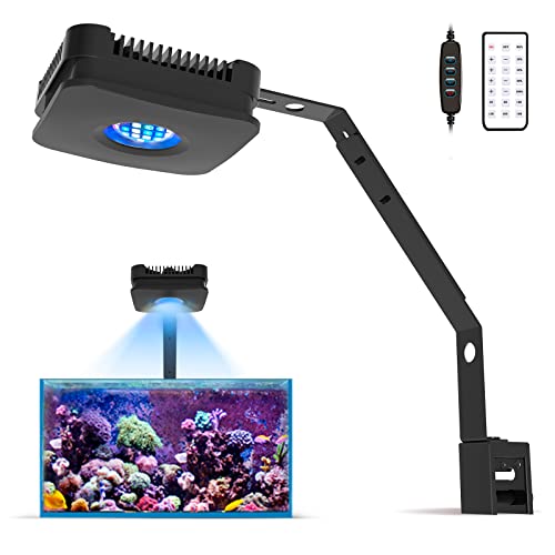 Lominie LED Aquarium Light Saltwater Aquarium Lamp 30W Full Spectrum with Remote Dimmable Nano Coral Reef Light for Fish Tank with Bracket