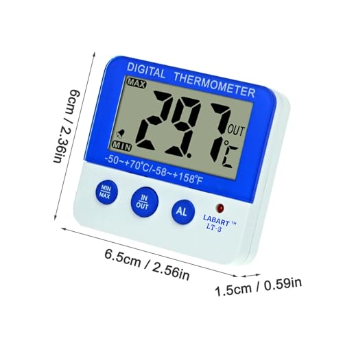 Image of LABART Fridge Freezer Thermometer Max /Min Memory High & Low Temperature Alarms Settings with LED Indicator Digital Refrigeration Thermometer with Magnetic, Stander, Pack Of 1