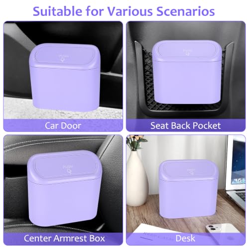Image of Accmor Car Trash Can with Lid, Mini Vehicle Garbage Can with 30 Trash Bags, Leakproof Auto Dustbin Garbage Container Bin for Car, SUV, Office (Purple)