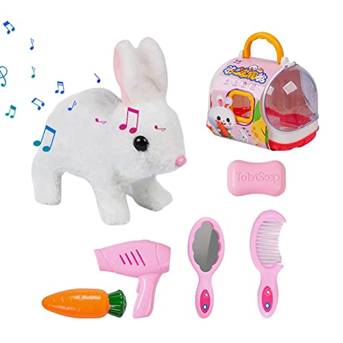 Stronrive Juguetes Conejo para niños | Juguete Animal la Felpa del Perro del Conejo con el jabón y la Comida del Espejo del Peine,Bunny Dog Doll Pet Toys para niños Jugando ate