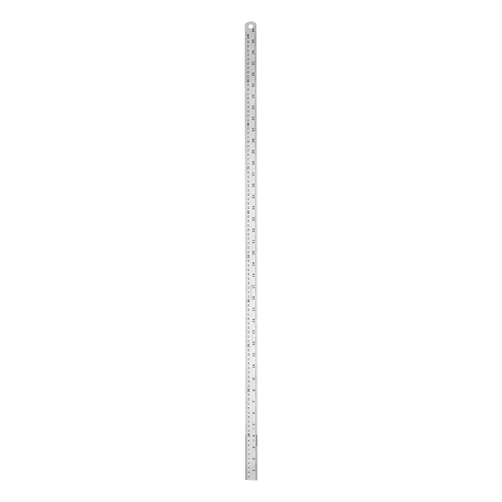 sourcing map Stainless Steel Metal Ruler 100cm/39" Dual Scale Metric Inch Straight Edge Measuring Tool with Conversion Table (1-1/8")