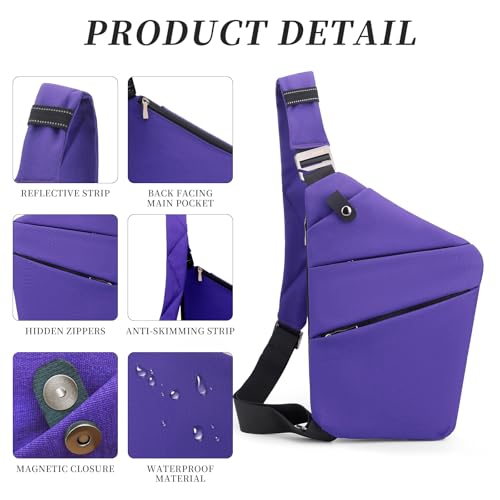 Image of Anti Theft Crossbody Bag,Sling Bag for Women Men,Multi-pocket Chest Shoulder Bag for Travel, Sport, Work