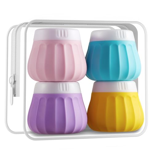 INSFIT Lot de 4 boîtes à crème en silicone de 50 ml - Approuvées par la FDA - Sans BPA - Avec couvercle - Pour cosmétiques, lotions, crème pour le visage