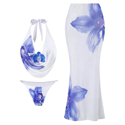 Ensemble tankini 3 pièces imprimé silhouette sublimée et ventre plat avec jupe