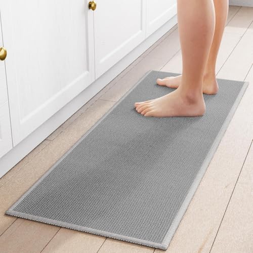 SUMLANS Kitchen Mat 1 PCS for Floor, Washable Non Slip Rugs, Grey
