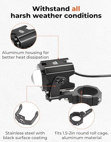 Image of KEMIMOTO 50mm Whipless LED Whip Lights Compatible with UTV Polaris Can-Am | UTV Alien Lights Multi-Color Scratch-resistant Compatible with Can-Am CFmoto Kawasaki w /Mounts Fit 1.5''-2'' Roll Cage