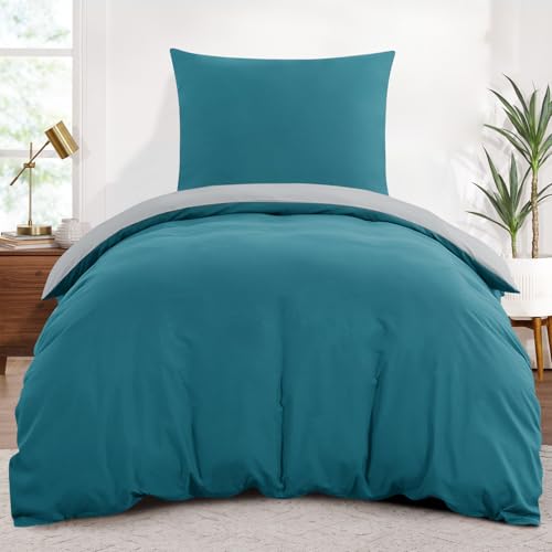 Aisbo Bettwäsche 155x220 2teilig Türkis Grau - Bettwäsche Sets 1...