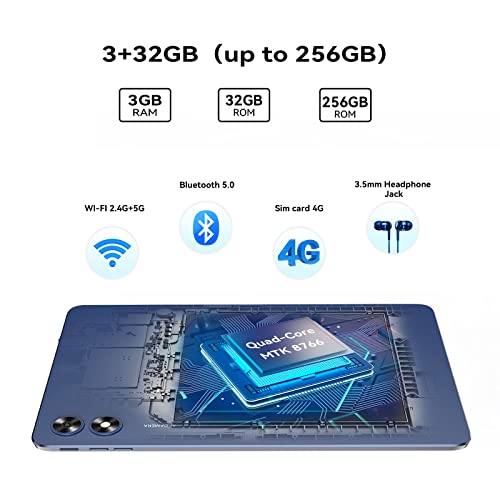 Image of UMIDIGI G3 Tab Android 13 Tablet 2025 with Sim Card Slot, 3GB+32GB 256GB Expand, 2.4 /5GHz WiFi, 10.1 inch Tablet with 4* A53-Cortex of 2.0 GHz, 6000mAh, BT, 1280 * 800 Touch Screen, Al Face Unlock
