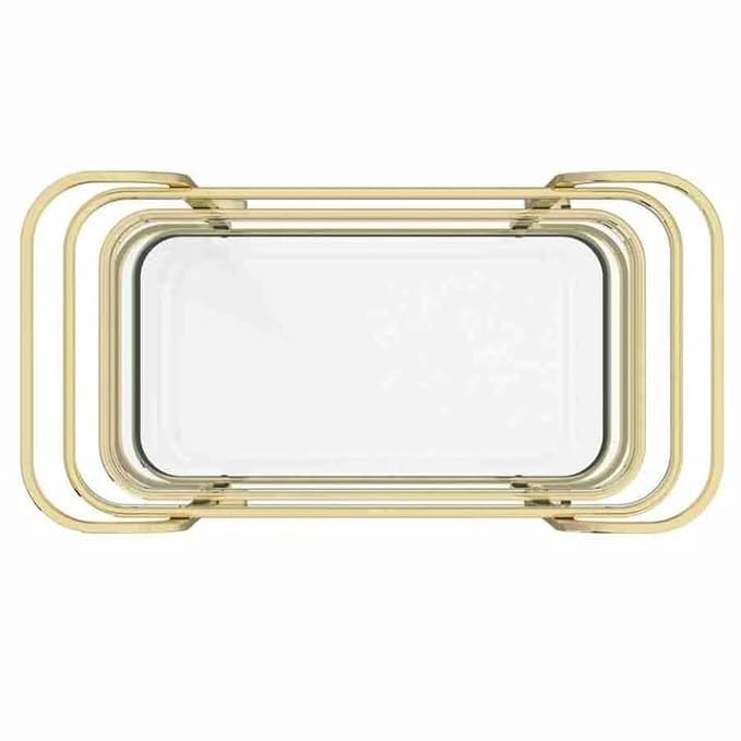 Image of Stainless Steel Trolley for Home with Wheels and Handle 3 Tier Restaurant Mobile Cart for Serving Food Kitchen Trolley Organizer with Gold Finish (Light Gold)