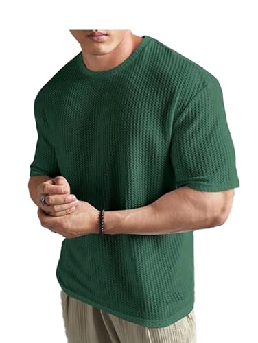 Image of Imsa Moda Mens Solid Dotted Unique Design Oversized Tshirt for Men - Round Neck Loose Fit Drop Shoulder Mens T-Shirt
