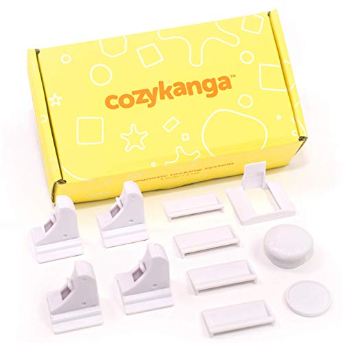 Child Safety Cabinet Locks - Magnetic | Baby Proof, Strong & Easy to Use | Ideal for Cabinets, Cupboards, Drawers and Doors | Tool Free Fitting (4 Locks + 1 Key)