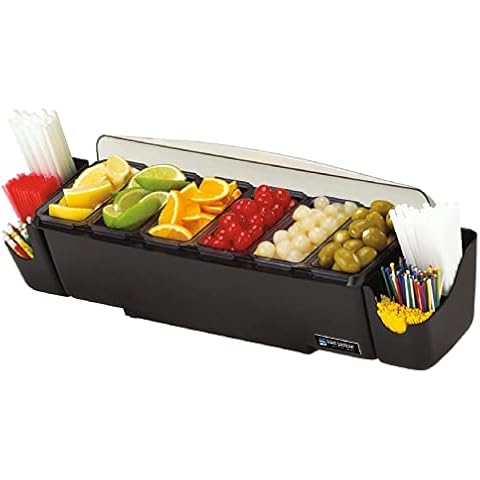 San Jamar BD4006S 10 Piece The Dome Garnish Center, 3qt Capacity, 22" Length x 7-1/2" Width x 8-1/2" Height Cover