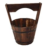 DOITOOL Hanging Planters Rustic Wooden Bucket Planter Hanging Pot Rustic Bucket Wooden Wishing Well Succulent Planter Pot for Patio Garden Backyard Fence Indoor Hanging Planters