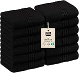 Utopia Towels Premium 700 GSM Washcloths Towel Set (12 Pack, Black, 12x12 Inches) Multi-purpose Extra Soft Fingertip towels, Highly Absorbent Face Cloths, Machine Washable Sport, and Workout Towels
