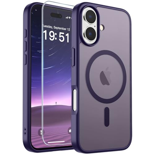 Image of SUPFINE Magnetic for iPhone 17 Case (Compatible with MagSafe)(Military Grade Drop Protection) Translucent Matte Shockproof with Anti-Fingerprint Phone Cover,Dark Purple