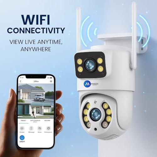 Image of Maizic Smarthome Supercam Fox 5MP+5MP Dual Lens WiFi Outdoor CCTV Camera | Full HD | Color Night Vision | Human Detection | 2-Way Audio | Multi-User View | 128GB SD Card Support | Waterproof