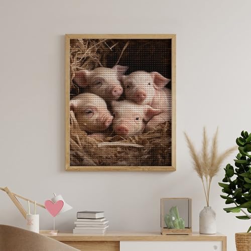 Peinture diamant de ferme 4 petits cochons pour reduire le stress - 5