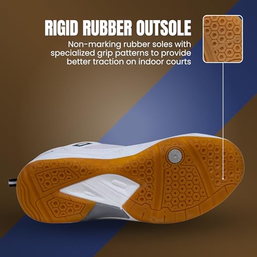 Image of FOOTFIX Boy's Squash White (Non-Marking) Gym /Badminton Shoes