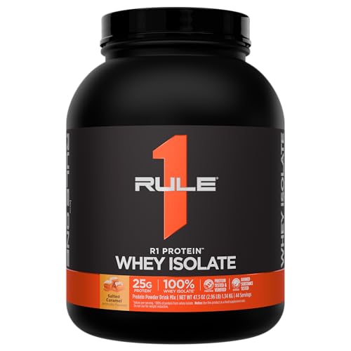 Image of Rule 1 Proteins R1 Protein Whey Isolate, Salted Carmel, 44 Servings | 25g of Protein from Whey Isolates and Hydrolysate isolates for Workout Recovery and anytime use