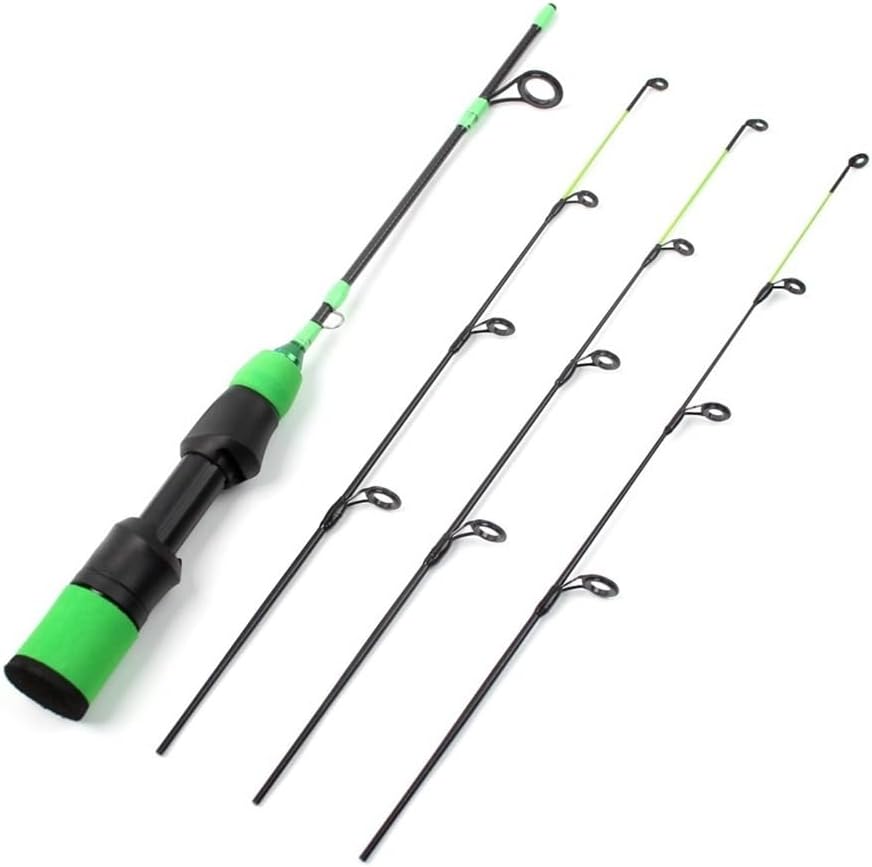 Fishing Pole 55cm Carbon Ice Fishing Rod Ultra Light & Portable Winter Fishing Pole for Travel Saltwater Freshwater Fishing(Green)