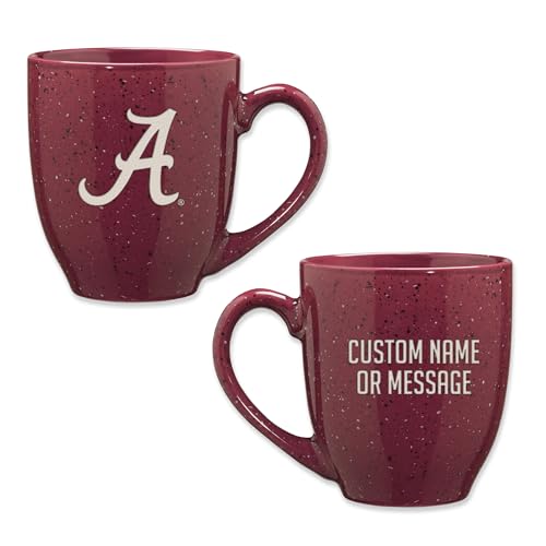 Image of Rico Industries NCAA Alabama Crimson Tide Maroon Personalized 16 oz Team Color Laser Engraved Speckled Ceramic Coffee Mug