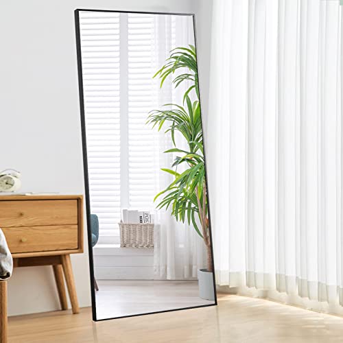 Image of BEAUTYPEAK Full Length Mirror 32 inchx71 inch, Rectangle Large Full Body Floor Mirrors, Dressing Wall Mirror with Aluminum Alloy Thin Frame for Living Room, Bedroom, Black