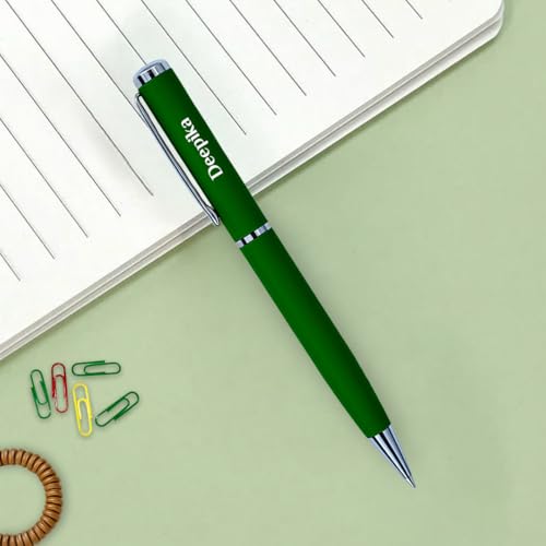 Image of Giftana Personalized Notebook Diary with Pen Gift Set for Men and Women, 2 in 1 Customized Office Diaries A5 Size Notebook, Diwali Gifts, Personalised New Year Corporate Gifts for Employees (Green Silver)