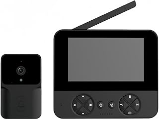 WXQインターフォン ワイヤレス 工事不要 ドアフォン テレビドアホン 防犯カメラ センサー 引き戸 双方向通話 カメラ付き 録画機能 防犯対策グッズ 感知インターホン 赤外線センサー倉庫 店舗 住宅 入口玄関家庭用 (ブラック)