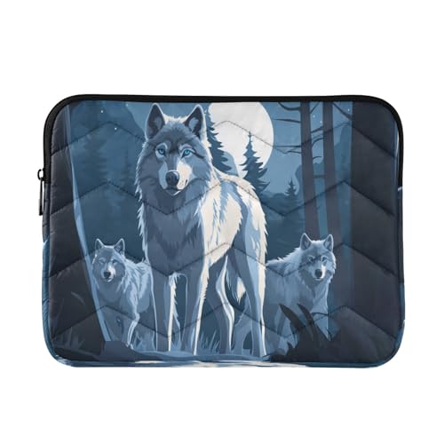 Wolf Blue Forest Moon Laptop Sleeve for 13-13.3 in Water Resistant Portable Laptop Sleeve Bag Protective Case for Travel Airport Carry on