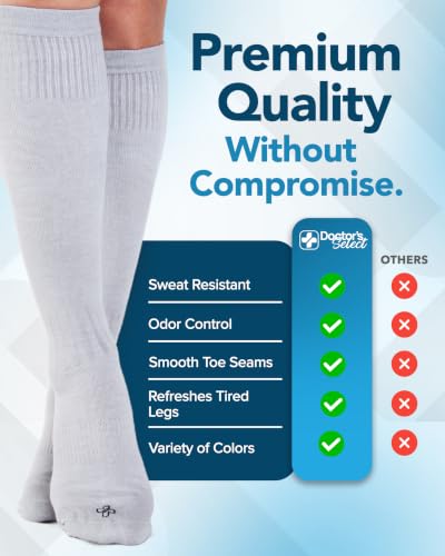 Image of Doctor's Select Bamboo Viscose Light Compression Socks for Women & Men - 3 Pairs, 8-15 mmHg Compression Socks, Knee High