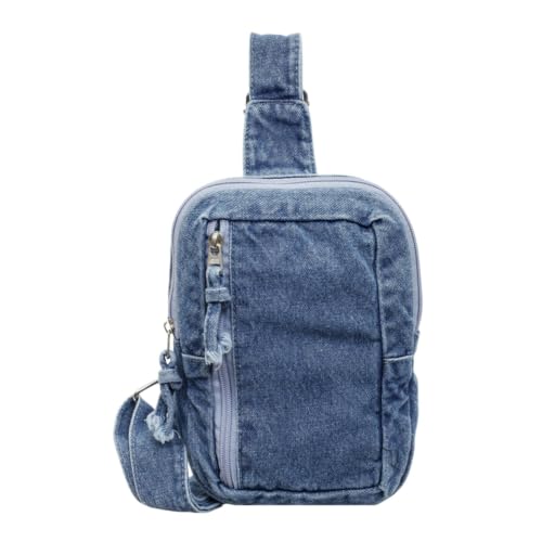 CYUCHENC Bolso de Vaquero Pecho para Mujer Sencillo, Moderno, Informal Y Personalizado, Hombro Ligero Japonés, Cruzado Deportivo Informal-Azul Claro