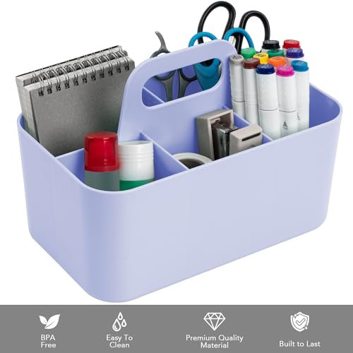 Image of Tiawudi Multipurpose Caddy Organizer, Plastic Caddy with Handle, Stackable Desk Organizer for Stationery, Marker and Pencil, Office Supplies Organizer, Dorm Caddy