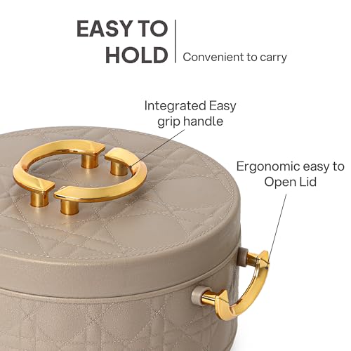 Image of CELLO Ornetto Big Set of 3 Pcs Insulated Steel Casserole Hot Box for Kitchen, Beige (1500ml, 2000ml, 2500ml) | Airtight Hot Pot Case Keeps Food Hot & Warm, Casserole Set for Roti Chapati Rice Biryani