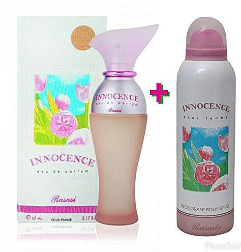 Rasasi Women Deodorants (Innocence) I Freshness, Youth, Pure Emotion I An invitation to live the life with the heart a romantic smell I 200ML (6.7oz) by Rasasi Rasasi Women Deodorants (Innocence) I Freshness, Youth, Pure Emotion I An invitation to live the life with the heart a romantic smell I 200ML (6.7oz) by Rasasi